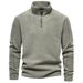 Men's Stand Collar Half-Zip Long Sleeve Fleece Sweatshirt - Trendy & Versatile Pullover For Casual Wear (Olive Green, Brown, Dark Grey More) )_viptrois.com