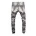 Men's Clothing Street Fashion Ripped Jeans Retro Distressed Grey Slightly Elastic Slim Fit Patchwork Skinny Jeans_viptrois.com