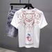 Men's Clothing Trendy Solid Color Printed Short Sleeved Young Men's Round Neck Half Sleeved Versatile T Shirt_viptrois.com
