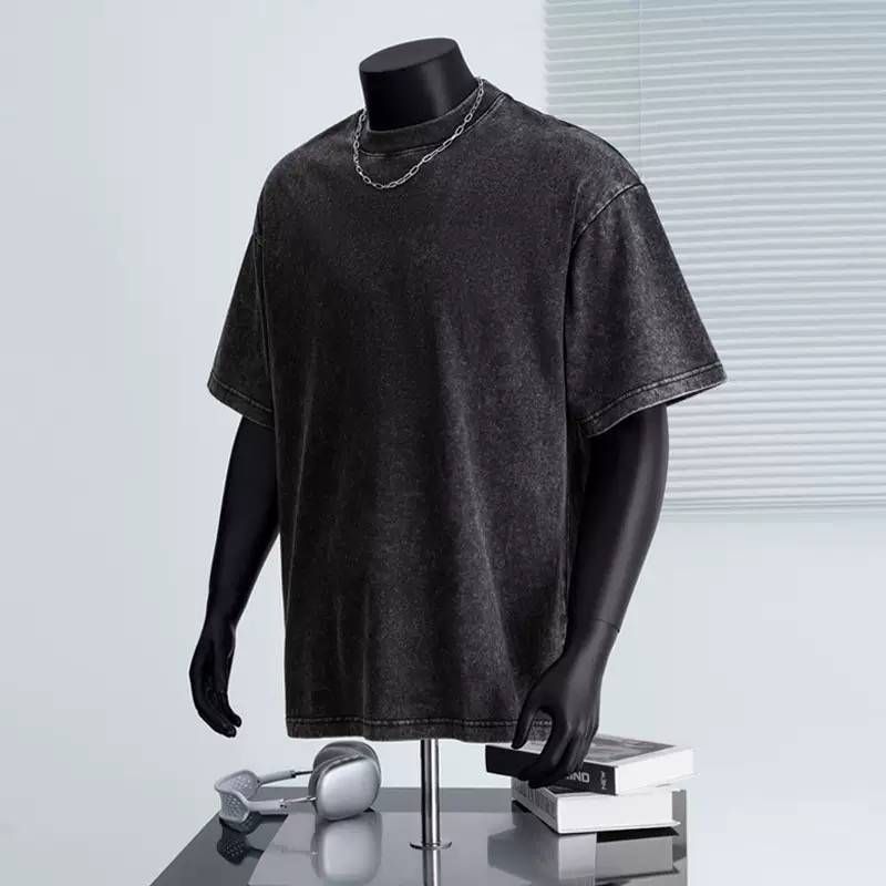 2025 Summer New Vintage-style T-shirt For Men, 230g Pure Cotton, Loose-fitting, Dropped Shoulder, Washed Short Sleeve_viptrois.com
