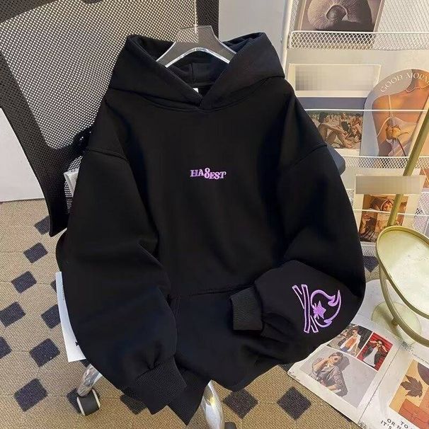 Vintage American Style Hooded Sweatshirt For Men - Oversized Fit, Heavyweight Cotton Blend, Casual Streetwear Essential_viptrois.com