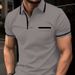 Men's Casual Polo Shirt Short Sleeve Button Down Pocket Summer Breathable Comfortable Loose Fit Cotton Blend Solid Color_viptrois.com
