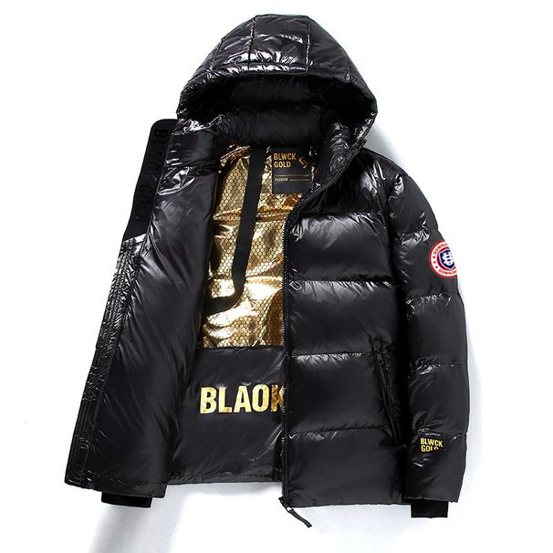 Men's Clothing Men's Black And Gold Warm Cotton Coat, Street Fashion Casual Trendy Brand Arm Patch Shield US Print Jacket_viptrois.com