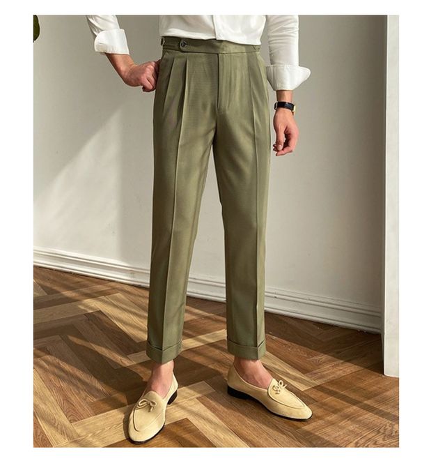Men's Clothing Men's Trousers New Spring And Autumn Thin Paris Buckle Commuting Business Casual Straight_viptrois.com