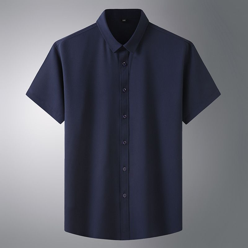Men's Clothing Plus Size Summer Thin Short Sleeved Shirt For Men Business Casual Plus Fat Large Size Shirt Fat Guy Fat Brother Solid Color Inch Shirt_viptrois.com