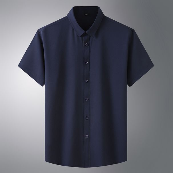 Men's Clothing Plus Size Summer Thin Short Sleeved Shirt For Men Business Casual Plus Fat Large Size Shirt Fat Guy Fat Brother Solid Color Inch Shirt_viptrois.com