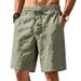 Men's Clothing Men's Summer Breathable Linen Shorts Style Casual Sports Solid Color Drawstring Beach Five Point_viptrois.com