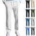 Men's Clothing New Men's Casual Trousers Men's Solid Color Sports High Waist Drawstring Trousers Large Size_viptrois.com