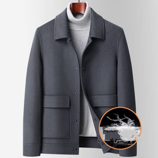 Men's Clothing 100% wool short double sided nylon coat for men with detachable Silk cotton lining double sided wool coat jacket_viptrois.com