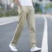 Pure Cotton Casual Pants For Men, Spring And Autumn 2025 New Style Loose Straight-leg Pants, Winter Fleece Business Men's Large-sized Pants_viptrois.com