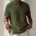 Men's Clothing Men's Solid Color Lapel Front Button Short Sleeve Simple Polo Shirt Casual Daily_viptrois.com