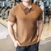 Men's Performance Running Polo Shirt - 2025 Summer Elastic Fitness Top | Moisture-Wicking Texture Stripe Design | Quick-Dry Solid Color Sportswear_viptrois.com