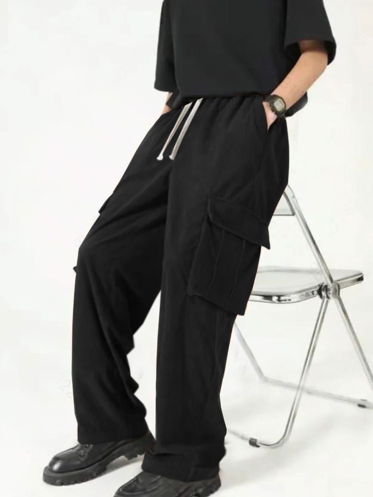 Men's Clothing Fashion Leisure Sports Corduroy Multi Pocket Workwear Trousers_viptrois.com
