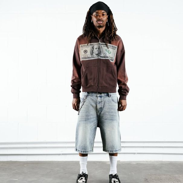Men's Clothing Men's Vintage Sweatshirt Oversized Harajuku Dollar Print Zipper Sweatshirt Street Wear Goth Hip Hop Pure_viptrois.com