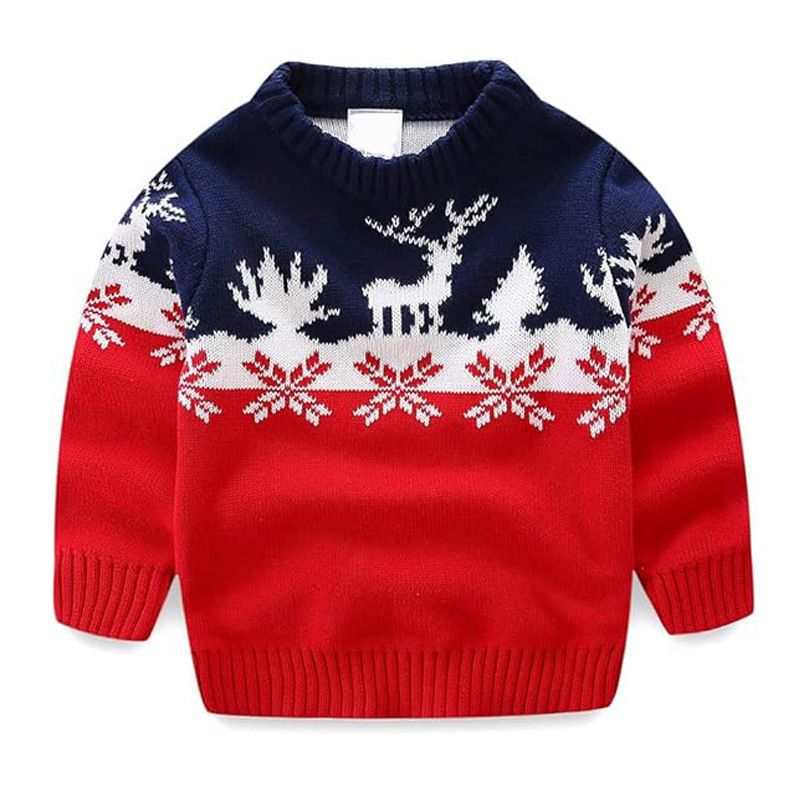 Soft Cartoon Knit Sweater For Kids - Unisex Winter Pullover With Fun Prints (100-140cm)_viptrois.com
