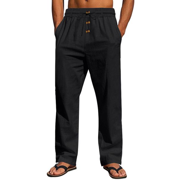 Men's Clothing Spring And Autumn Season Breathable Cotton And Linen Loose Casual Sports Pants_viptrois.com