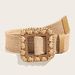 Women Braided Belts Summer Hot Sale Hand Woven Square Pin Buckle Elastic Pp Straw Belt_viptrois.com
