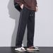 Retro Lyocell Striped Relaxed Fit Drawstring Pants For Men - Casual Loose Straight Leg Trousers With Elastic Waist (Black, Gray, Army Green)_viptrois.com
