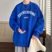 Pure Round Neck Sweatshirt For Men, Autumn New Fleece-Lined Letter Print Casual Top, Hong Kong Style Versatile Loose Pullover_viptrois.com