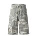 Men's Clothing Style Washed Old Loose Wide Leg Cleanfit Casual Shorts Camouflage Pocket Workwear Cropped Pants_viptrois.com
