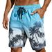 Men's Quick-Dry Beach Shorts With Tropical Palm Tree Wave Print, Breathable Casual Swim Trunks For Summer Vacation_viptrois.com