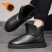 Winter Snow Boots Men's New Fur Integrated Warm Piled Thickened Leather Waterproof Casual Sports Cotton Shoes_viptrois.com
