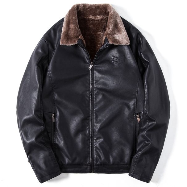 Bacalin Premium Faux Leather Jacket - Winter Fleece-Lined PU Coat With Stand Collar (Black/Brown) For Men & Women_viptrois.com