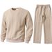 Men's Thermal Base Layer Set – Jacquard Knit Sweatshirt & Pants For Outdoor & Lounge (Black/Grey/Khaki/Light Blue/Orange, S-XXL)_viptrois.com