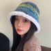 Dopamine Gradient Bucket Atmospheric Feeling, Autumn Winter Warm Hat, Simple And Casual Mixed Color Fisherman Hat For_viptrois.com