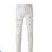 Men's Clothing jeans white diamond ripped patch high street elastic slim fit vintage jeans_viptrois.com