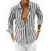 New Long-sleeved Lapel Striped Shirt, Loose Shirt For Men_viptrois.com