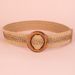 Women Braided Belts High Quality Beach Vacation Wooden Buckle Non Elastic Pp Grass Ladies Decorative Belt_viptrois.com