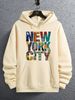Men's Autumn And Winter Casual Fashion Loose Hooded Sweatshirt New York Letter Printed Warm Long Sleeved Pullover_viptrois.com