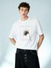 European Trendy Light Luxury Men's Short Sleeve T-Shirt, Abstract Flower NUIT CLAIRE Print, High-end Casual Streetwear Tee_viptrois.com