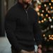 Men’s Half-Zip Cable Knit Sweater – Thickened Acrylic, Solid Colors (White/Black/Bluish/Brown/Greens, S-XXXL)_viptrois.com