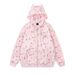 Full Print Animal Puppy Horn Ears Hooded Jacket Casual Loose Men's Autumn Winter Trendy Cardigan Sweatshirt_viptrois.com
