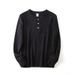 Auumn Winer Henry Collar 260g Double-Sided Waffle Washed Coon Long Sleeve Pullover Base Shir Trendy Men's_viptrois.com
