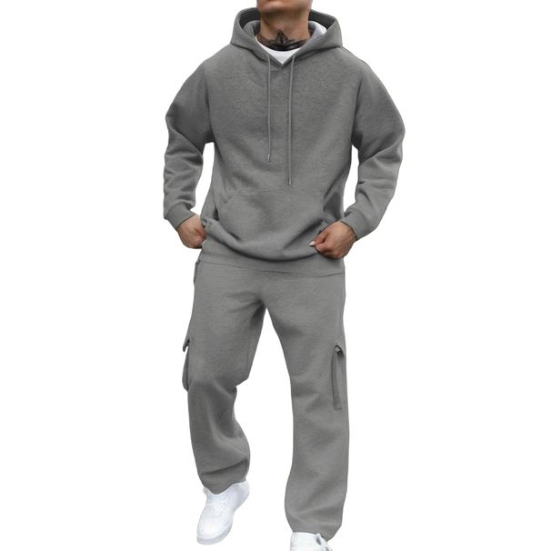 Men's Hooded Sweatshirt & Jogger Set – Thickened Loose Fit For Running, Gym & Casual Wear_viptrois.com