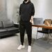 Men's Clothing Fleece Hooded Sweatshirt Jogger Set - Long Sleeve Zip Up Hoodie With Cuffed Pants, Casual Athletic Outfit For Running, Gym, Streetwear_viptrois.com