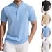 2025 European And American Men's Semi-cardigan T-shirt Summer Striped Short-sleeved Casual Business Top_viptrois.com