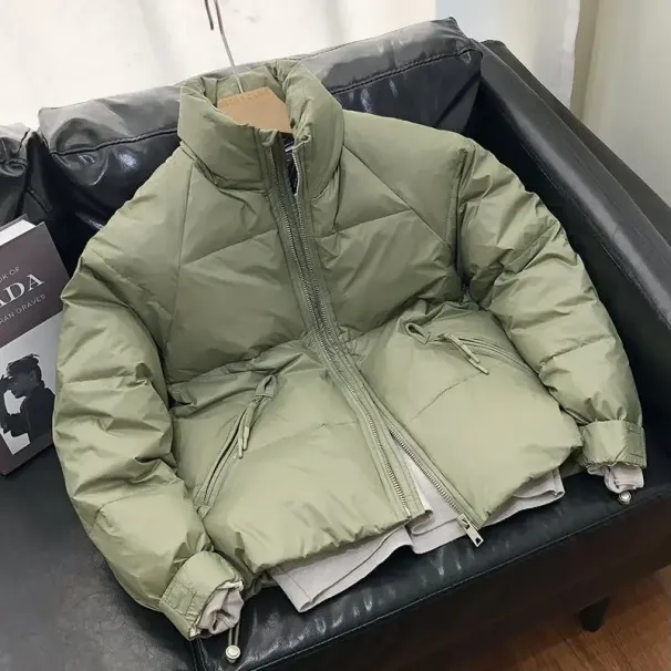 men's Clothing men's Slim-fit Stand Collar Puffer Jacket - Lightweight Quilted Coat (modern Olive Green)_viptrois.com