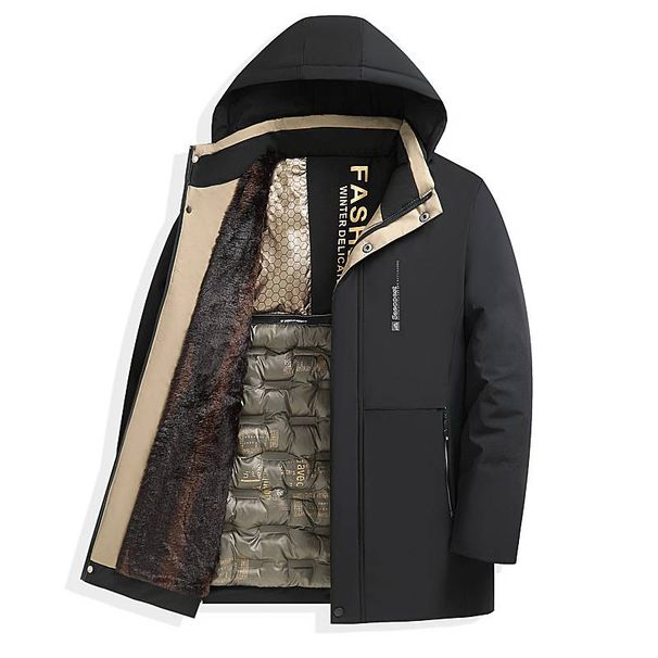 Winter Padded And Thickened Cotton-padded Jacket, Black And Gold Down Cotton-padded Jacket, Men's Warm Coat, Middle-aged And Elderly_viptrois.com