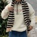 Men's Oversized Letter Print Sweater - American Casual Loose Knit Pullover With Unique Design For Teen Boys & Young Adults (Available In Beige, S-4XL)_viptrois.com