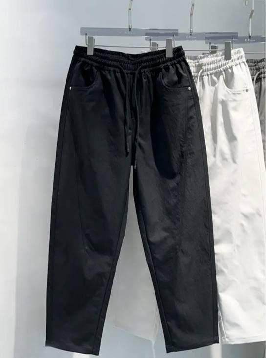 Men's Clothing New Spring/Autumn Men's Pants Elastic Waist, Loose Fit, Minimalist Style, Versatile Straight Leg Casual Pants_viptrois.com