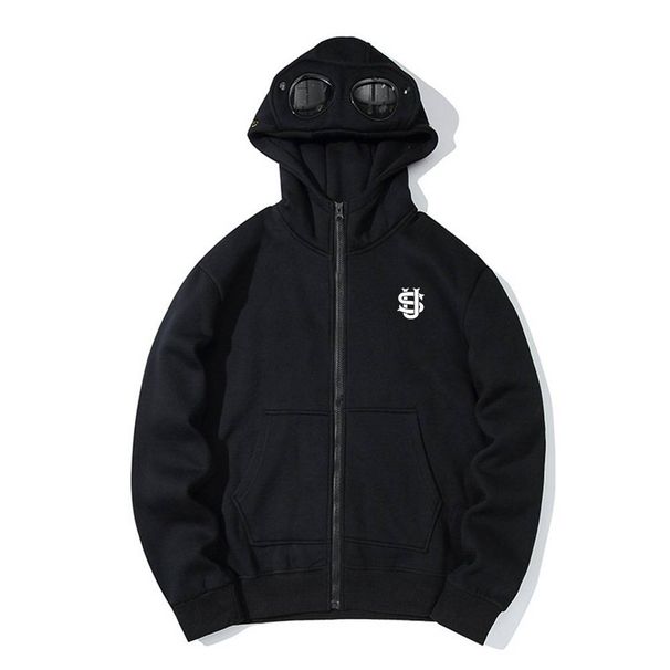 Men's Clothing New American Street Style, Loose Fit, Versatile, Trendy, US Letter Print Glasses, Hat, Zip-up Hoodie_viptrois.com