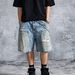 Men's Clothing High Street Style Men's Denim Shorts Loose Fit Distressed And Frayed Hem Summer Fashion_viptrois.com