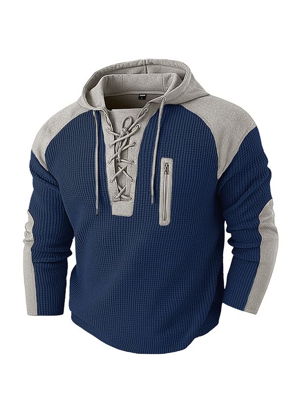 2026 Men's Spring-Autumn Tie-Back Hooded Sweatshirt With Stippled Colorful Design Casual Sports Sweatshirt_viptrois.com