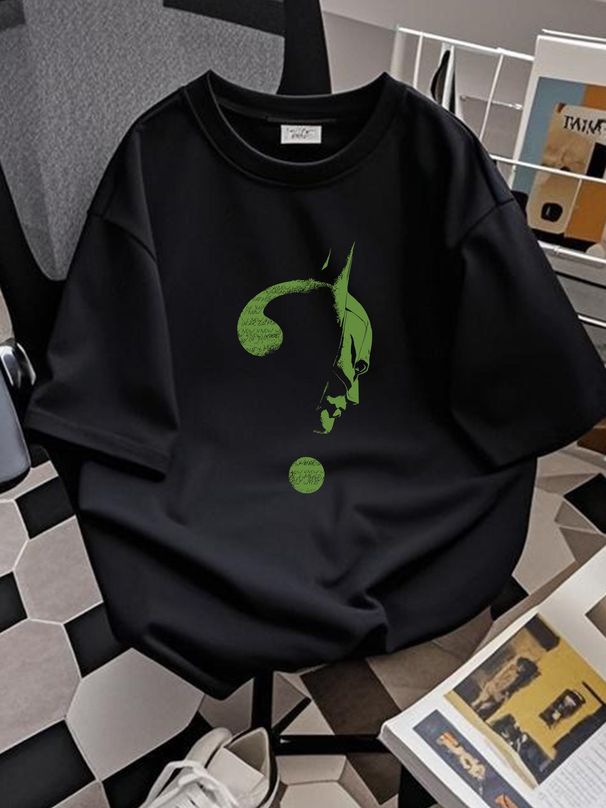 RIDDLER GLOW IN THE DARK LOGO Front Print T-Shirt Black Summer Fashion Graphic Streetwear Comfortable Casual Stretched Unisex Versatile Breathable_viptrois.com