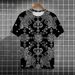 Men's Clothing Cashew Silver Ink Flower Pattern 3d Printing Direct Injection Short Sleeve Summer Retro Personality Pure Cotton Full Print T Shirt_viptrois.com