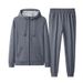 Men's Clothing Autumn hooded sweatshirt suit men's trendy solid color plus fat plus size fat man casual two piece suit fat man sportswear_viptrois.com